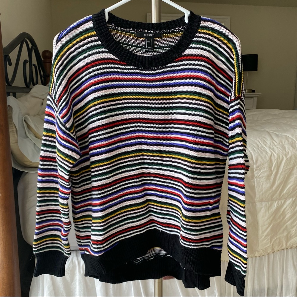 Forever 21 Multicolored Striped Oversized Sweater, Small